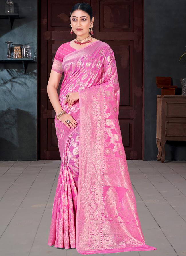 Cotton Pink Festival Wear Weaving Saree